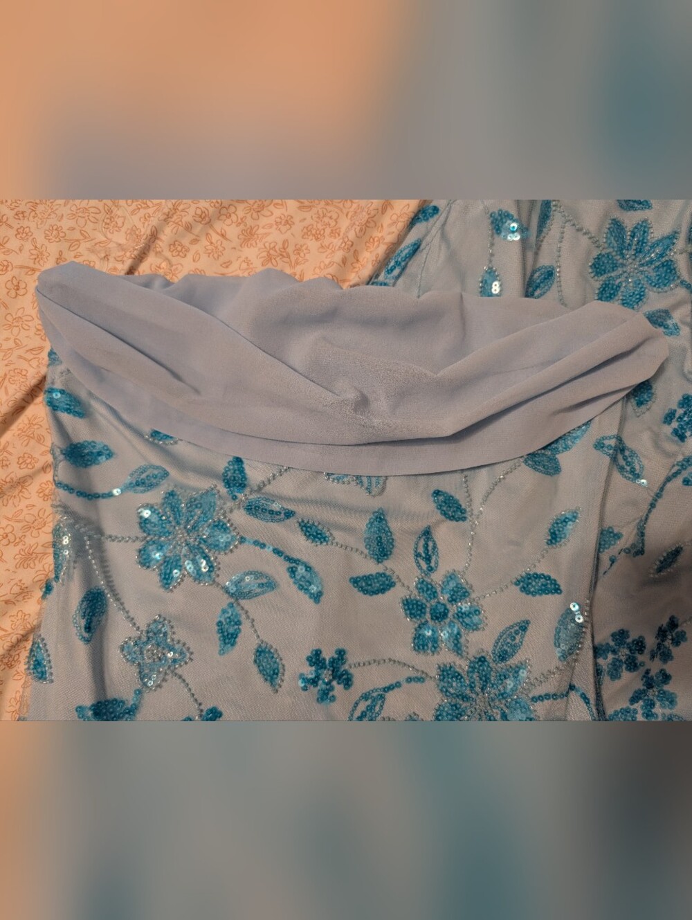 Peppermayo Aqua Blue Beaded Strapless Dress, Size 6 - Picture 6 of 6